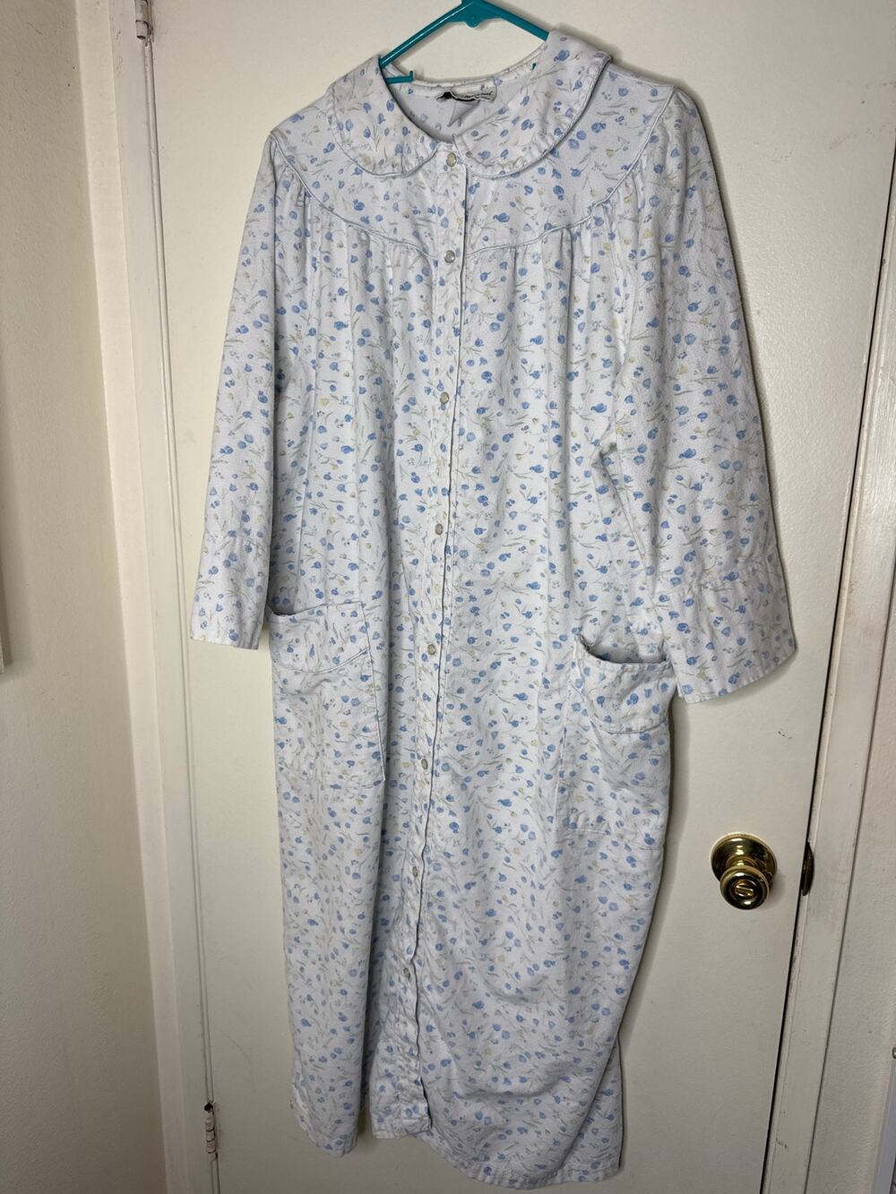 Vintage The Vermont Country Store Floral Button Front Duster Robe Long Dress XL
